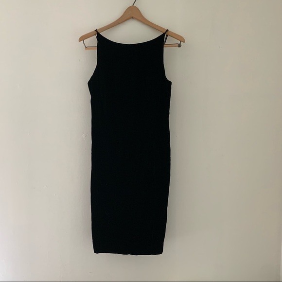 Stunning Vintage 80’s Strappy Back Black Velvet Cocktail Dress Sz 6 - Picture 2 of 7